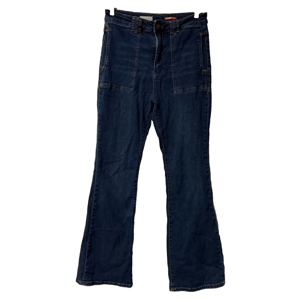 Pilcro Anthropologie Dark Wash The Icon Flare Denim Jeans Women's Size 30 Boho